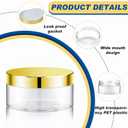Dandat 24 Pcs 4 oz Plastic Jar Container with Lid and Label Refillable Empty Round Clear with Gold PET Cosmetic Sample Slime Containers for Lotion, Cream, Ointments, Body Butter, Makeup Travel Storage