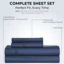 100% Natural Cotton Sheets Queen Size Bed Set | 500 TC Single-Ply Sateen Weave | Soft, Breathable, Hypoallergenic Solid 4-Piece Bedding with Deep Pocket Fitted, Flat, Pillowcase |Navy Blue