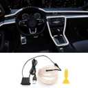 EL Wire Interior Car LED Strip Lights, 16.5FT USB Neon Glowing Strobing Electroluminescent Wire Lights with 6mm Sewing Edge, Ambient Lighting Kits for Car Indoor Decoration (White)