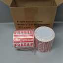 Immuson Warning Fragile Tape, 3" X 2" Fragile Handle with Care Warning Stickers for Shipping and Packing,500 Labels Per Roll (2 Rolls)