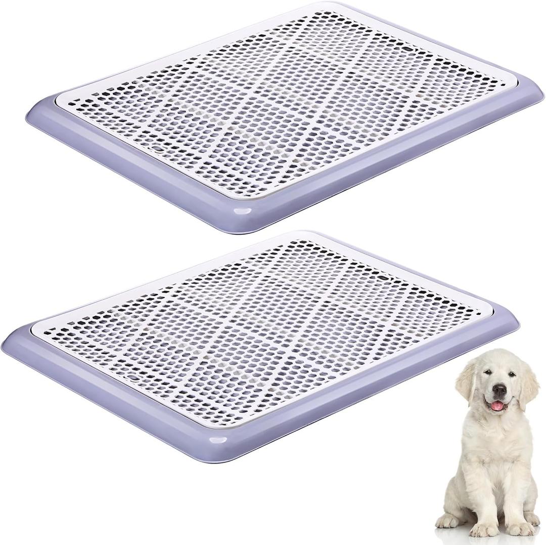 Mifoci 2 Pcs Dog Potty Tray Mesh Puppy Training Pad Holder Floor Protection Portable Pee Pad Pet Toilet Training Tray Litter Box Corner for Medium and Large Dogs 25.6 x 18.9 x 1.2 Inch