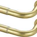 Room Darkening Curtain Rod 48-84 Inches, Wrap Around Design, Extra-Thick 3/4 Inch Diameter Single Drapery Rod, Extendable Metal Rod Set of Window Treatment (2 Pack Brass)