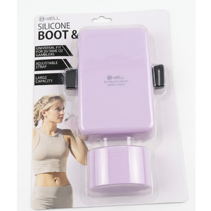 B.WELL Universal Fit Silicone Protective Boot and Detachable Tumbler Storage Pouch Set for 20/30/40 oz Water Bottles and Tumblers, Soft Lavender Purple