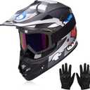 Youth Kids Dirt Bike Helmets J01 Full Face Motocross DOT Approved, Large
