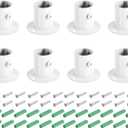 uxcell 8 Pcs 0.98 inch Pole Sockets Flange Rod Holder, Stainless Steel Closet Rod Bracket, Wall Mount Curtain Rod Bracket with Screws for Wardrobe Shower