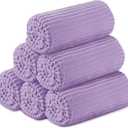 Buryeah 6 Pcs Flannel Throw Blanket Bulk 50 x 60 in Sleepover Blanket Outdoor Wedding Throw Lightweight, Oeko-tex Standard 100 Certified for Sofa Homeless Gifts (Pale Purple)