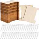 200 Pcs Ribbon Storage Organizer Set, Flat Wood Ribbon Spools with Folding Clips Embroidery Floss Bobbins Holder Empty Wooden Thread Storage for Cross Stitch Cotton Sewing Storage