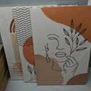 SERIMINO Boho Framed Wall Art Set of 3, Minimalist Wall Decor Living Room, Geometric Line Leaf Sun Moon Canvas Artwork Paintings for Bathroom, Home Decor Print, 24x16 in