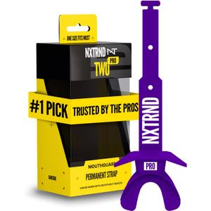 Nxtrnd Two Pro Football Mouth Guard, Permanent Strap, Fits Adult & Youth (Purple)