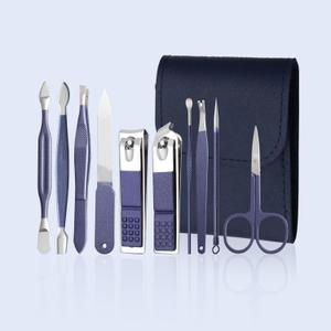 Nail Clippers Set Fingernail and Toenail Clipper Cutters, Manicure Pedicure Kit -10 Pieces Stainless Steel Professional Grooming Kits, Nail Care Tools with Luxurious Travel Case-(Blue)