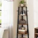 VASAGLE Corner Shelf Stand, 4-Tier Corner Bookshelf, Industrial Ladder Shelf, Plant Stand for Living Room, Office, Kitchen, Rustic Brown and Black ULLS34X