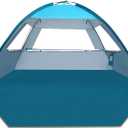 COMMOUDS Beach Tent Sun Shade for 3/4-5/6-7/8-10 Person, UPF 50+ Beach Sun Shelter Canopy Tent, Lightweight, Easy Set Up and Carry (Blue)