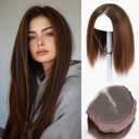 Lace Front Hair Toppers with Band for Women 5.5x4 Pre-cut Closed Lace Hairline Synthetic Straight Hair Wear and Go Glueless Toppers for Beginners Red Vino