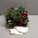 LAVEVE Pre-lit Christmas Garland 9FT with 100 Warm Lights, Battery Operated Xmas Garland with Pine Cedar Cones & Red Metal Ball, Christmas Decoration for Mantle Fireplace Stair Railing Porch (Berry Gold Mix)