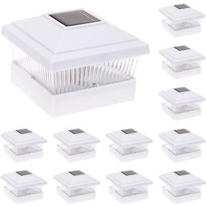 GreenLighting 12 Pack Classic #1 Solar Power Outdoor Garden Pathway Deck Dock Patio Fence Post Light for 5x5 PVC Posts (White)