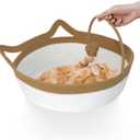 Cotton Rope Woven Cat Bed, Pet Sleeping Bed with a Playing Rope Ball, Foldable Sleeping Basket for Cats, Puppies, Rabbits and Small Pets (Large, Brown & Beige)