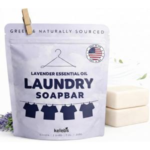 Laundry Soap Bar with Lavender for Sensitive Skin - Delicate Stain Remover Clothes, Underwear, Collar - 2 PCS