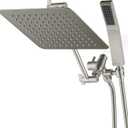 G-Promise All Metal 10" Dual Square Shower Head Combo | Rain Shower Head | Handheld Shower Wand | Adjustable | 3-Way Diverter | 71" Extra Long Hose - A Bathroom Upgrade(Brushed Nickel)