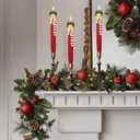 DRomance Christmas Flameless Taper Candles Battery Operated with Remote and Timer Real Wax LED Flickering Taper Candles 3D Wick Hand-Colored Painted Deer Holiday Indoor Decor(2 Pack, 0.79 x 11.4)