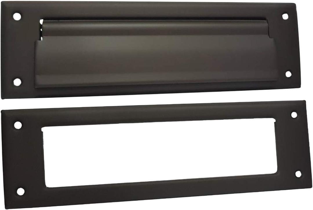 QCAA Solid Brass Mail Slot, with Solid Brass Interior Frame, 10" x 3", ORB (Oil Rubbed Bronze, US10B), 1 Pack, Made in Taiwan