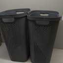Mind Reader 60L Slim Laundry Hamper, Clothes Basket, Lid, Ventilated, Plastic, Set of 2, Gray, 2-pack