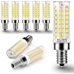 ALIDE E12 75 Watt Replacement LED Candelabra Bulbs C7,4000K Natural White,800LM T6 7.5W LED E12 Chandelier Light Bulbs for Ceiling Fan Pendant Lighting,Non-dimmable,6 Pack