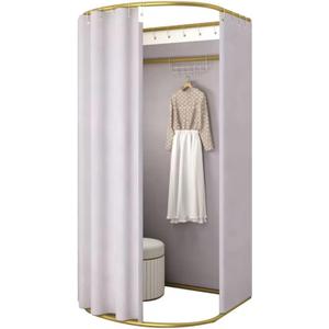 Clothing Store Fitting Room with Shading Curtain, Portable Temporary Mobile Privacy Protection Dressing Room, Foldable Mall Simple Changing Room and Temporary Mobile Room,200x100x95cm (Grey)