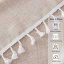 Linen Square Tablecloth 52 x 52 Inch Beige Washable Wrinkle Resistant Table Cloths with Tassels Farmhouse Decorative Burlap Fabric Table Cover for Wedding Camping Party Holiday