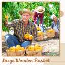 Marsui 6 Pcs Large Wooden Bushel Baskets 11 x 6.5'' Wicker Berry Apple Fruit Bushel Baskets with Handle for Autumn Harvest Garden Storage Farmers Personal or Commercial Use