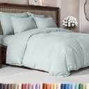Duvet Cover Queen Size - Extra Soft Queen Size Duvet Cover - Lightweight & Breathable - Easy Care & Fade Free with Zipper Closures and Ties - 90" x 90" Inches - (Ice Blue) Comforter Not Included