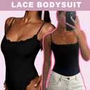 Womens Lace Body Suits Square Neck Body Suit Sexy Backless Thong Cami bodysuit Spaghetti Strap Going Out Tops, XL