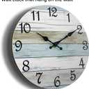 CHYLIN Wall Clock - 16 Inch Silent Non Ticking Coastal Wall Clocks Battery Operated, Wooden Rustic Farmhouse Clock Decorative for Living Room, Kitchen, Bathroom, Office (Blue)
