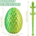 2 x 3D Printed Dragon Egg,12“Crystal Dragon Inside, 3D Printed Gift, Executive Desk Toy, Figure Decor, Easter Basket Essentials (Yellow Green)