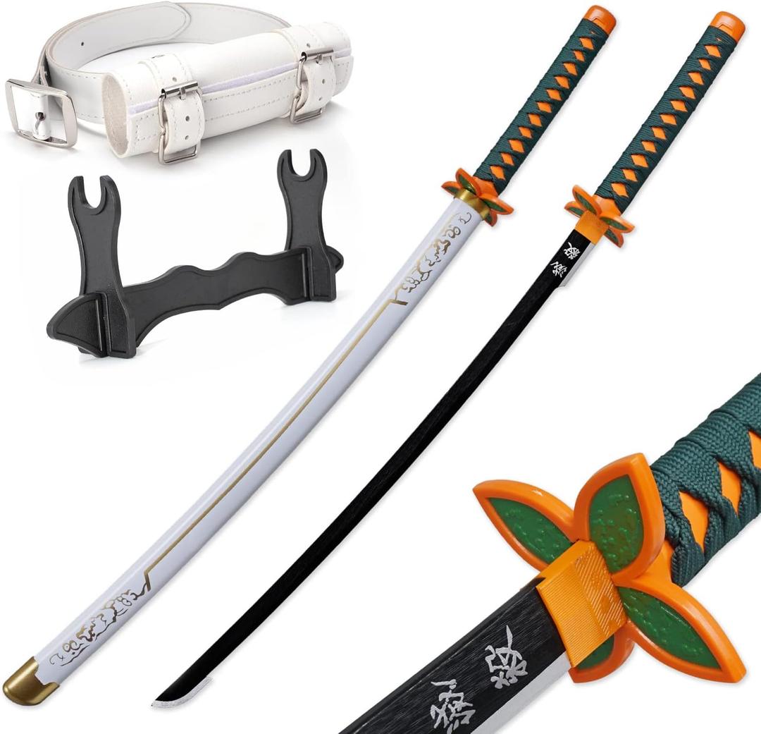Zisu Demon Katana Sword, About 41 inches, Hashira Pillars & Protagonist Katana for Cosplay Purpose, Anime Original Texture (White)