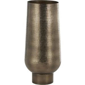 Deco 79 Aluminum Metal Geometric Decorative Vase Textured Wide Floor Centerpiece Vase with Elevated Base, Flower Vase for Home Decoration 11" x 10" x 24", Brass