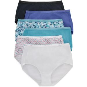 Hanes Women's High-Waisted Brief Panties, 6-Pack, Moisture-Wicking Cotton Brief Underwear (Colors May Vary) (Solid/Print Mix)