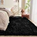 OPPODREAM 3x5 Black Rugs for Bedroom, Ultra-Soft Fluffy Area Rugs for Living Room, 3 x 5 Shag Carpet for Nursery, Kids, Girl, Boy, Baby, Plush, Fuzzy, Shaggy, Cute Home Decor