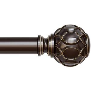 Long Bronze Curtain Rod, Heavy Duty 1 Inch Decorative Curtain Rods for Windows 72 to 144 Inch, Single-Side Adjustable Vintage Rustic Antique Brown Drapery Pole with Netted Texture Finials