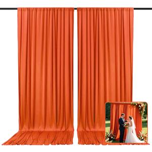 2 Panels Orange Backdrop Curtain, 10 x 10 Feet Polyester Background Curtains for Parties, Weddings, Baby Showers, Halloween, Christmas, Birthday Party Photoshoot Backdrop Curtains Decorations