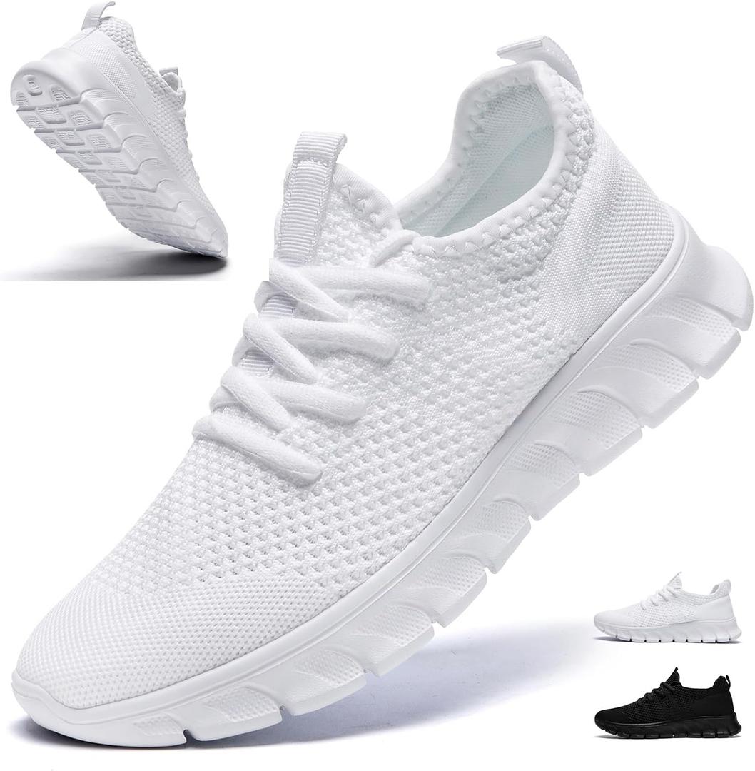 CMNZHK Womens Running Shoes Tennis Sneakers White Size 9 Slip on Walking Gym Work Shoes Non Slip Athletic Workout Comfortable Lightweight Casual Shoe