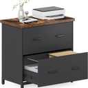 LITTLE TREE 2 Drawer File Cabinet for Home Office, 30.7-Inch Lateral Office Cabinet for A4 and Letter Size Files, Printer Stand, Storage Cabinet Organizer, Rustic Brown + Black