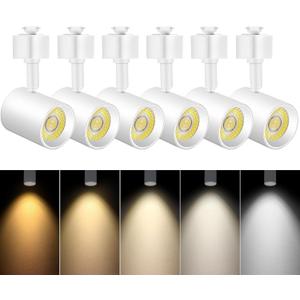 VANoopee 5-Color J Type Track Lighting Heads Dimmable LED Track Light Heads Bright Rail Ceiling Spotlight Fixtures Accent Task, 2700K-6000K, Flicker Free CRI90+ 24 10W 800lm, Matte White, Pack of 6