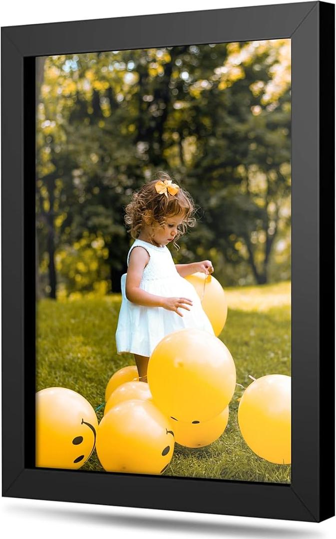 Modern 32x42 Black Picture Frame with Acrylic Plexi Glass - Wood Edge Wall hanging - Large 42x32 Frame Size For Family Photo Portrait, Poster Art Prints, Documents