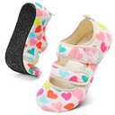 LeIsfIt House Slippers for Women Wide Diabetic House Shoes Adjustable Soft Slippers for Arthritis Edema Swollen Feet Slipper Socks with Rubber Sole Color Love 8-9 Women