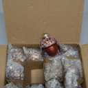 12 Pcs Pine Cone Glass Ornaments - Christmas & Fall Hanging Pinecone Glass Ornaments for Xmas, Thanksgiving Day Party Decorations