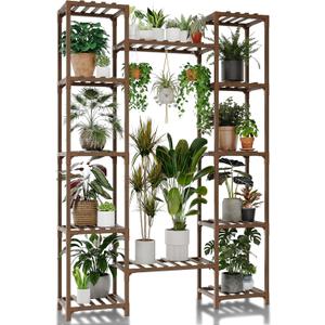 Plant Stand Indoor Outdoor 62.2 Tall Plant Shelf Large Tiered Flower Stands for Multiple Display Wood Hanging Planter Holder for Living Room Garden Balcony Patio Decor