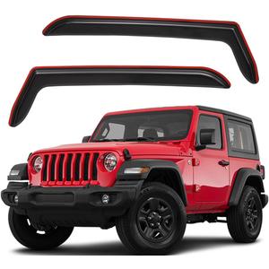Lightronic Extra Durable Clip-on in-Channel Auto Vent Window Visor, Fits 1997-2006 Jeep Wrangler (TJ) 2-Doors, UV Protection Rain Guard, Original Wind Deflector, No-Drill Install, Dark Smoke, 2-Pcs