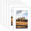 16x24 Picture Frame Set of 5, White Poster Frame, Display Pictures 12 x 18 with Mat or 16x 24 Without Mat for Horizontal or Vertical Wall Mounting, Wall Gallery Frame for Artwork, 16x24-5PACK