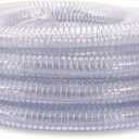 DAVCO 2" ID x 5 ft PVC Reinforced Tubing With Spiral Steel Wire, High Pressure Flexible Vinyl Hose Heavy Duty Clear Suction Tube,Non-Toxic, Vacuum Dust Collection Pipe