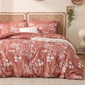 Bedsure Dusty Pink King Comforter Set - 7 Pieces Floral Bedding Sets, King Bed in a Bag with Reversible Botanical Flowers Comforter, Sheets, Pillowcases & Shams